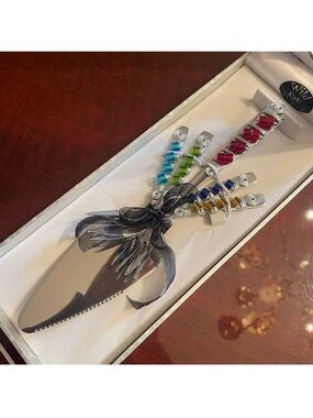 Wild Eye Designs Cake Serving Set 5 Piece Multicolor Beaded Silver